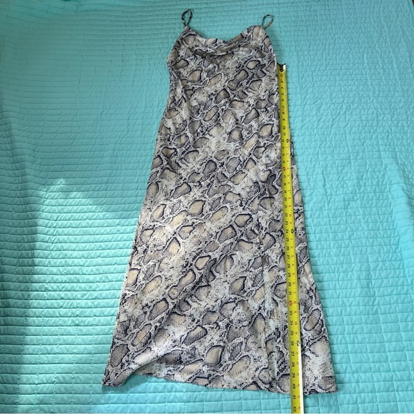 Paper Heart Leg Split Midi Dress Silky Snakeskin Python Cowl Neck Size L - Picture 7 of 13